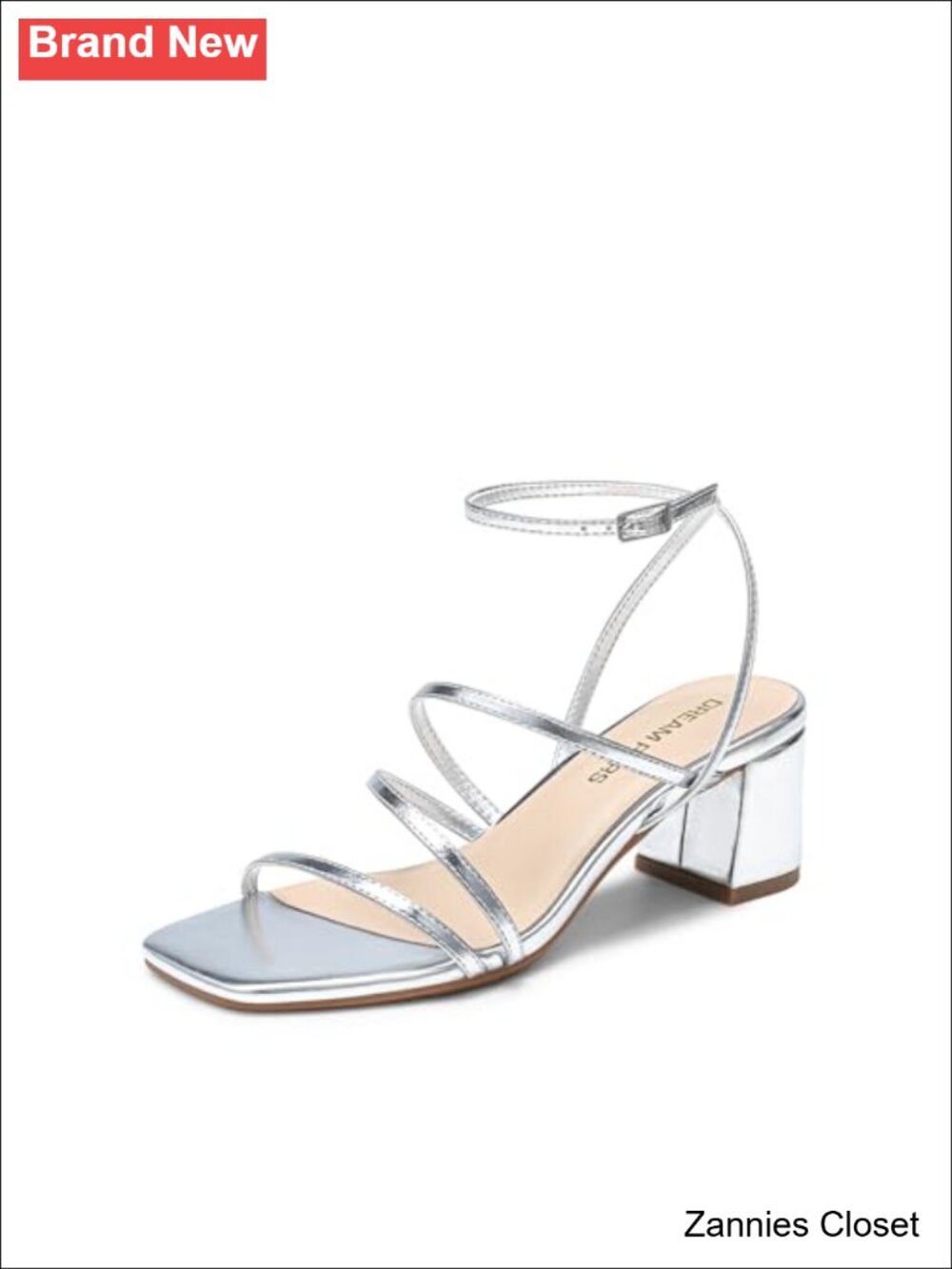 ✨ DREAM PAIRS Womens Strappy Rhinestone Block Heel Sandals Square Toe Dress